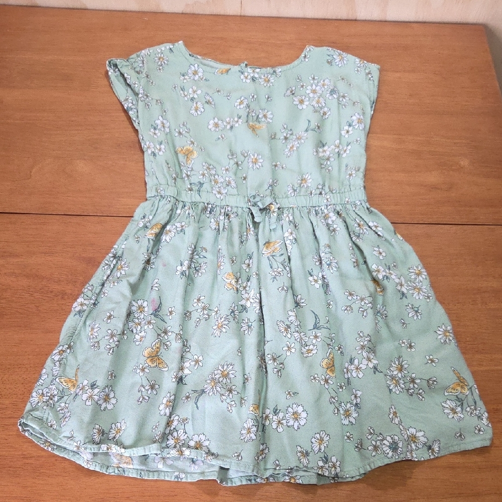 OshKosh B'gosh Green Floral Kids Dress Size 6/6X